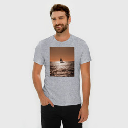 Мужская футболка хлопок Slim Яхта в вечернем море - фото 2