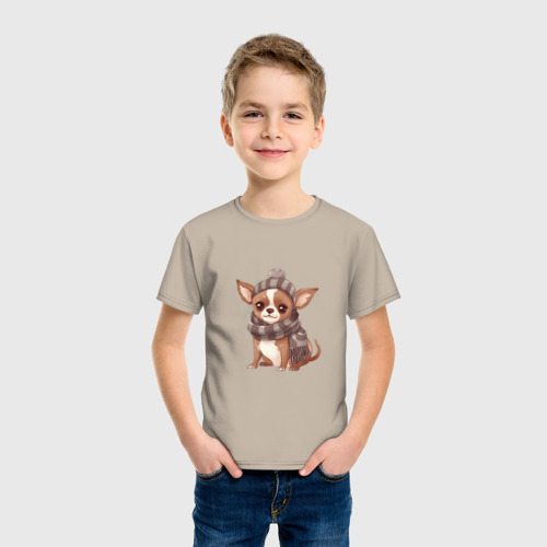 Детская футболка хлопок Лучший друг: шоколадный чихуахуа, цвет миндальный - фото 3