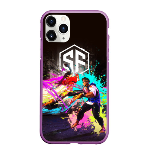 Чехол для iPhone 11 Pro матовый Street Fighter game, цвет фиолетовый