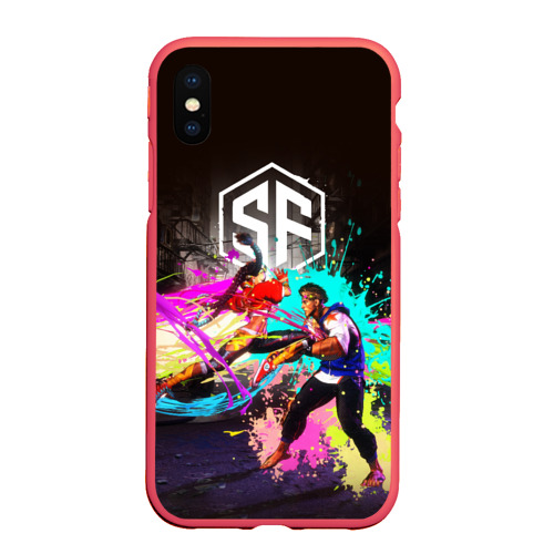 Чехол для iPhone XS Max матовый Street Fighter game, цвет красный