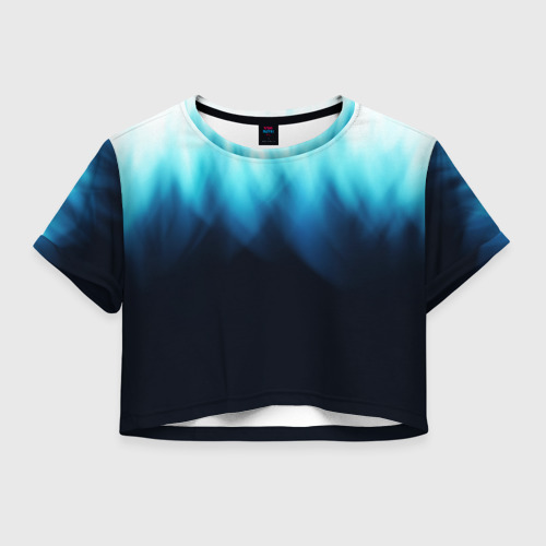 Женская футболка Crop-top 3D Синее пламя огня на черном, цвет 3D печать