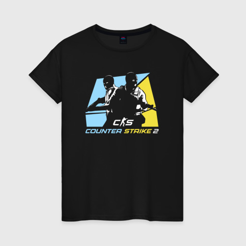 Женская футболка хлопок с принтом Counter Strike 2 color, вид спереди #2