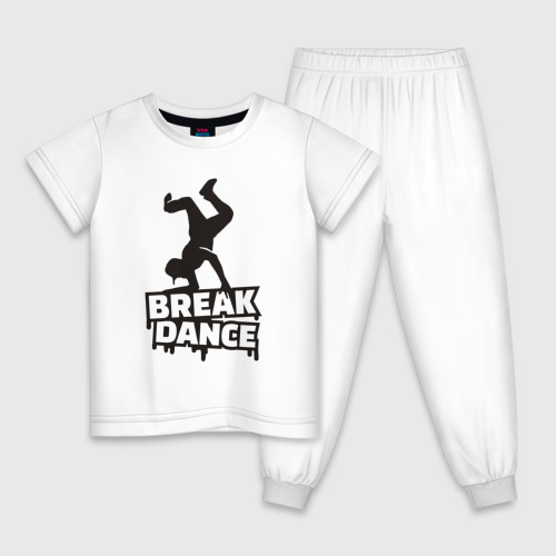 Детская пижама хлопок Break dance style, цвет белый