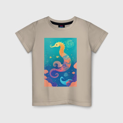 Детская футболка хлопок Морской конь