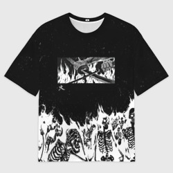 Мужская футболка oversize 3D Блич - Скелеты в огне