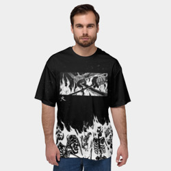 Мужская футболка oversize 3D Блич - Скелеты в огне - фото 2