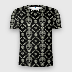 Мужская футболка 3D Slim Узор с черепами Pattern with skulls