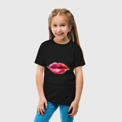 Детская футболка хлопок Красные акварельные губы - фото 2