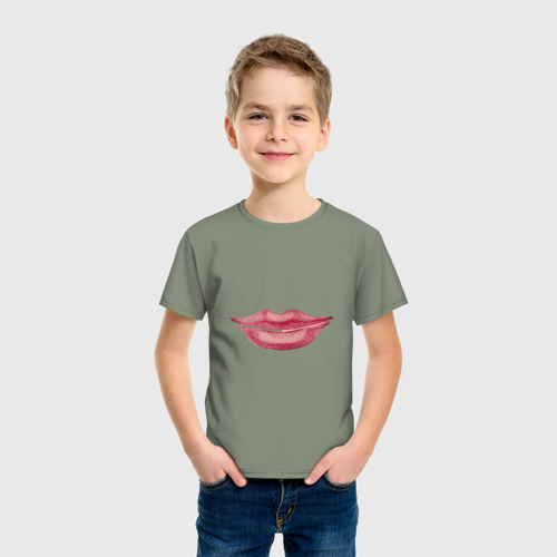 Детская футболка хлопок Lips, цвет авокадо - фото 3