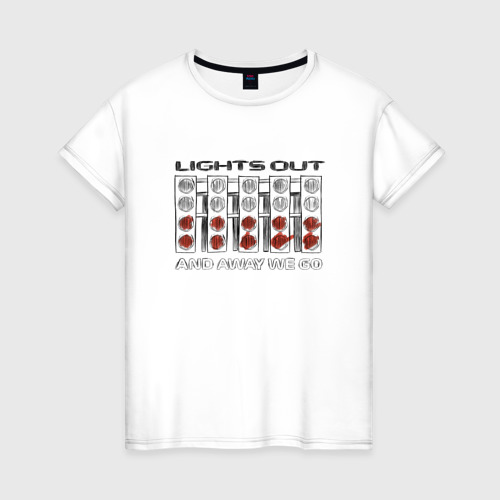 Женская футболка хлопок с принтом Lights out black, вид спереди #2