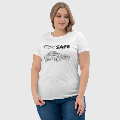 Женская футболка хлопок с принтом Stay safe black, фото #4