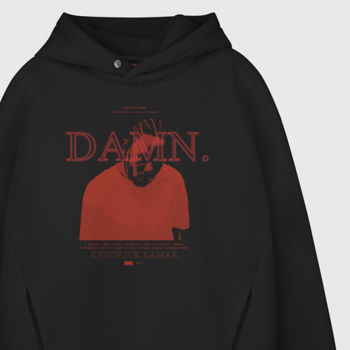 Мужское худи Oversize хлопок Kendrick Lamar damn. album, цвет черный - фото 4