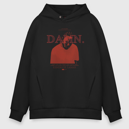 Мужское худи Oversize хлопок Kendrick Lamar damn. album, цвет черный