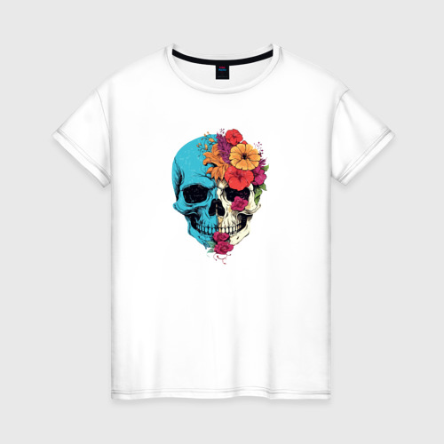 Женская футболка из хлопка с принтом Жизнь после смерти, вид спереди №1