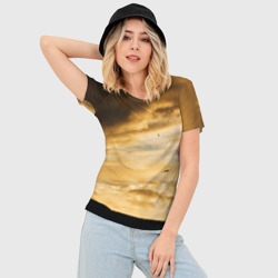 Женская футболка 3D Slim Предрассветное облачное небо - фото 2