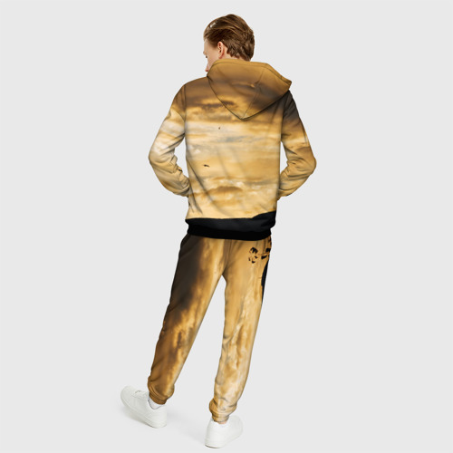 Мужской 3D костюм с принтом Предрассветное облачное небо, вид сзади #2