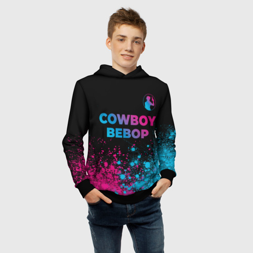 Детская толстовка 3D Cowboy Bebop - neon gradient: символ сверху, цвет черный - фото 6