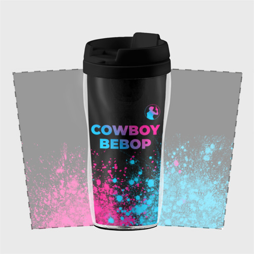 Термокружка-непроливайка Cowboy Bebop - neon gradient: символ сверху - фото 2