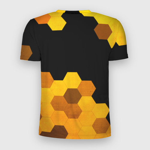 Мужская футболка 3D Slim с принтом Need for Speed - gold gradient: символ сверху, вид сзади #1