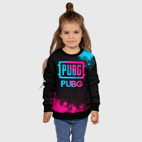Детский свитшот 3D с принтом PUBG - neon gradient, фото #4