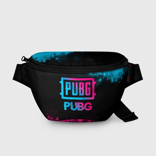 Поясная сумка 3D с принтом PUBG - neon gradient, вид спереди #2