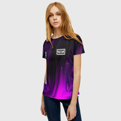 Женская футболка 3D Nine Inch Nails violet plasma - фото 2