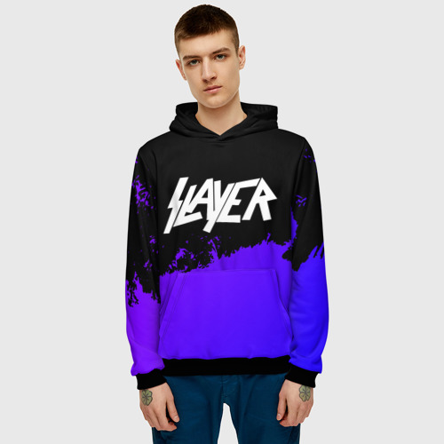 Мужская толстовка 3D Slayer purple grunge, цвет черный - фото 3