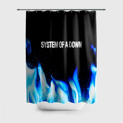 Штора 3D для ванной System of a Down blue fire