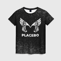 Женская футболка 3D Placebo с потертостями на темном фоне