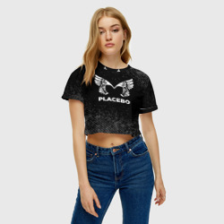 Женская футболка Crop-top 3D Placebo с потертостями на темном фоне - фото 2