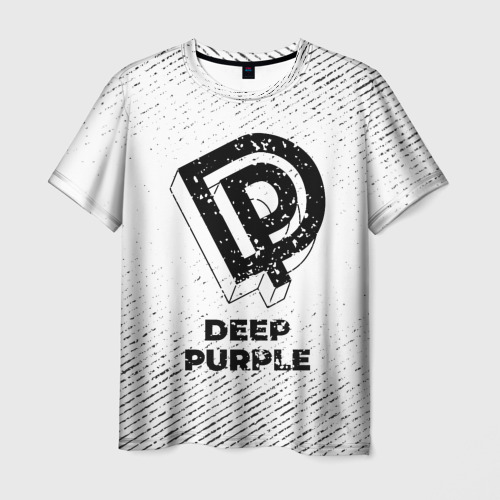 Мужская футболка 3D Deep Purple с потертостями на светлом фоне, цвет 3D печать