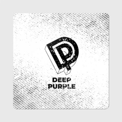 Магнит виниловый Квадрат Deep Purple с потертостями на светлом фоне