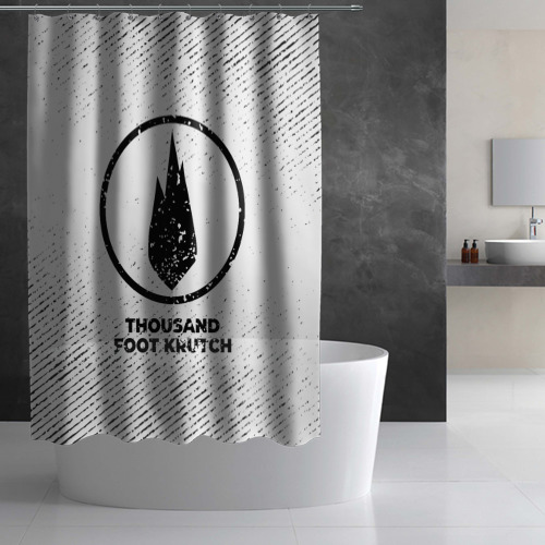 Штора 3D для ванной Thousand Foot Krutch с потертостями на светлом фоне - фото 2