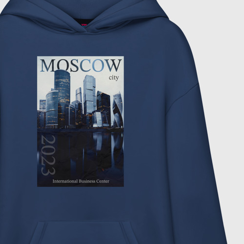 Худи SuperOversize хлопок Moscow city обложка журнала, цвет темно-синий - фото 3
