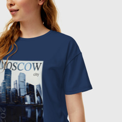 Женская футболка хлопок Oversize Moscow city обложка журнала - фото 2