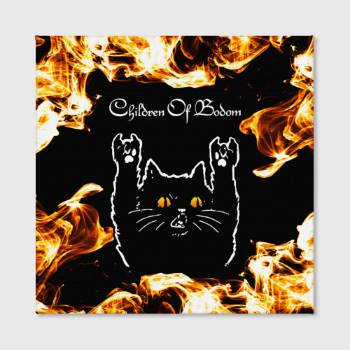 Холст квадратный Children of Bodom рок кот и огонь, цвет 3D печать - фото 2