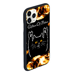 Чехол для iPhone 11 Pro Max матовый Children of Bodom рок кот и огонь - фото 2
