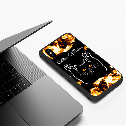 Чехол для iPhone XS Max матовый Children of Bodom рок кот и огонь - фото 5