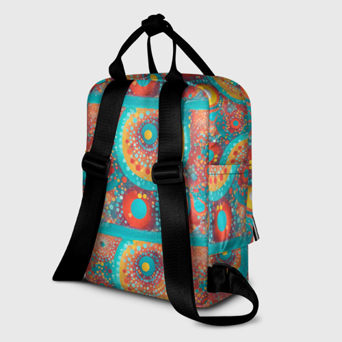 Женский рюкзак 3D с принтом Круги полосы абстракция, вид сзади #1