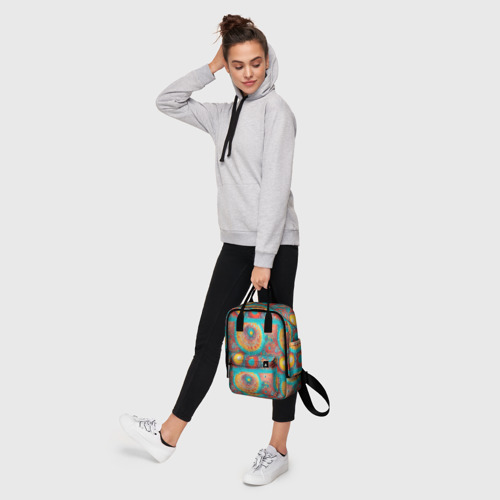 Женский рюкзак 3D с принтом Круги полосы абстракция, фото #4