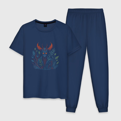 Мужская пижама хлопок с принтом Plant demon, вид спереди #2