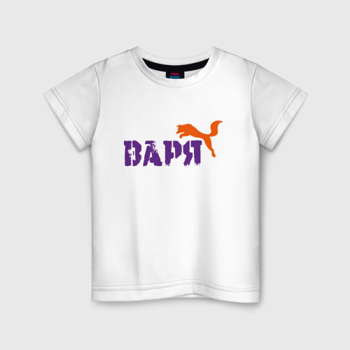 Детская футболка из хлопка с принтом Варя и лиса, вид спереди №1