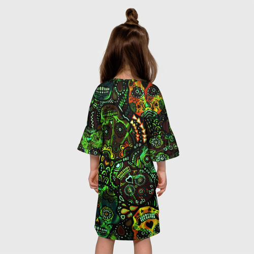 Детское платье 3D с принтом Мексиканские призраки, вид сзади #2