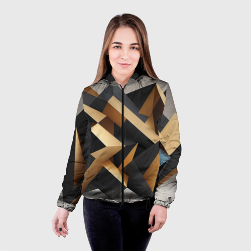 Женская куртка 3D с принтом Абстрактный куб, фото на моделе #1