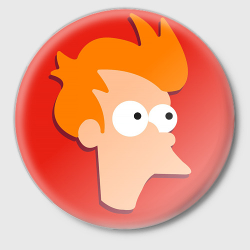 Значок с принтом Futurama: голова Фрая, вид спереди №1