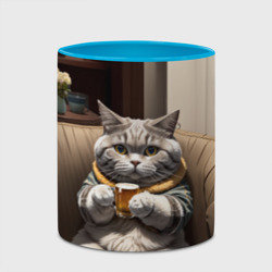 Кружка с полной запечаткой Кот сидит на диване с напитком - фото 2