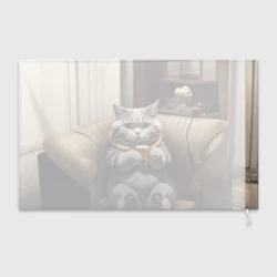 Флаг 3D Кот сидит на диване с напитком - фото 2