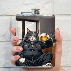 Фляга Толстый кот со стаканом пива - фото 2