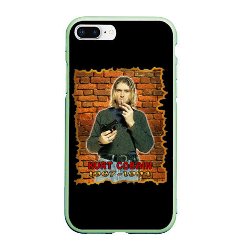 Чехол для iPhone 7Plus/8 Plus матовый Kurt Cobain 1967 - 1994, цвет салатовый