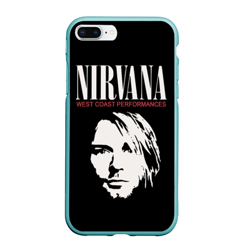 Чехол для iPhone 7Plus/8 Plus матовый Nirvana - Kurt Cobain, цвет мятный